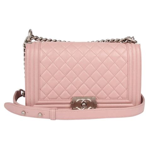 chanel canvas boy bag pink navy